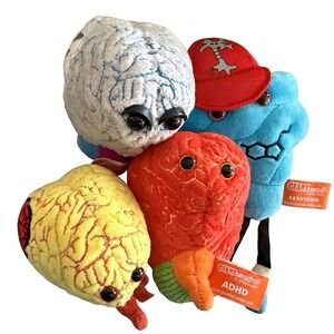 Lot Of 4 GIANTMicrobes Plush ADHD, Anxiety, Depression, Serotonin Mental Health